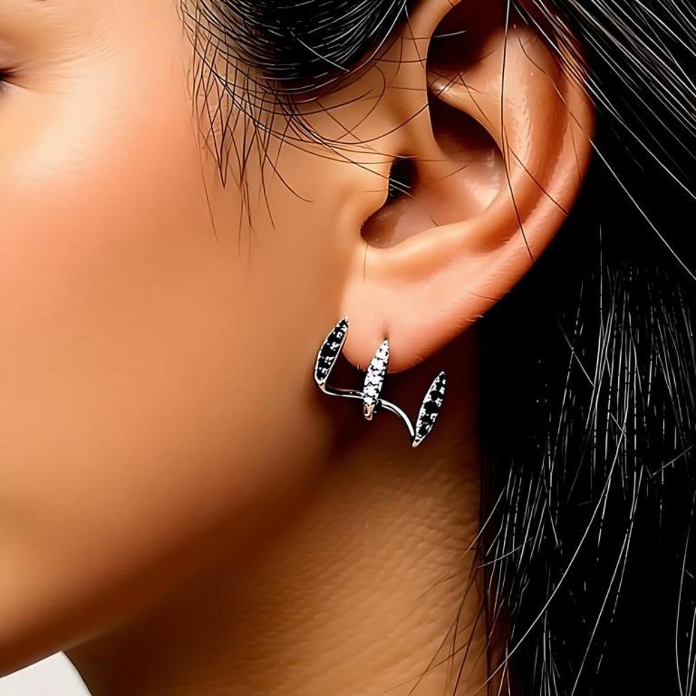 Black Awn Design negru Clip pe cercei Stud Ear