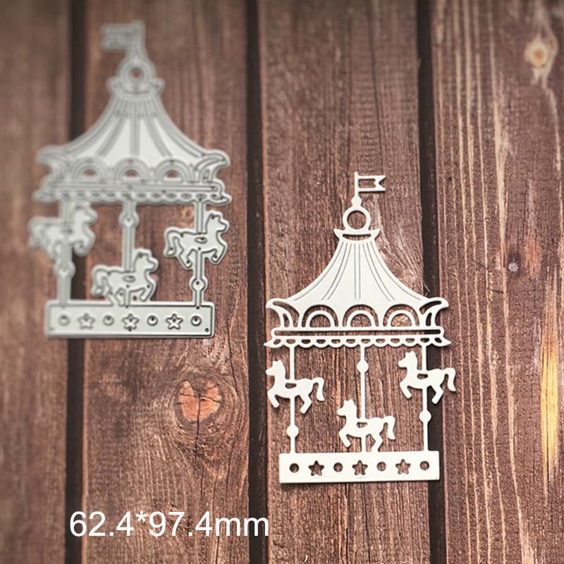 

Симпатичные карусельные вертушки для резки металла, трафареты для DIY, скрапбукинга, декоративное тиснение, бумажные карты, ручная работа, высечка 1pcs