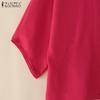 ZANZEA Women Casual Round Neck Loose 3/4 Sleeve Solid Blouse