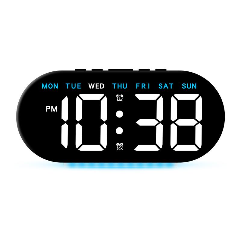 Digital Alarm Clock with Mood Light 2 Alarms Snooze Table Clock 4 Levels Brightness USB Output Charge Port 12/24H LED Clock