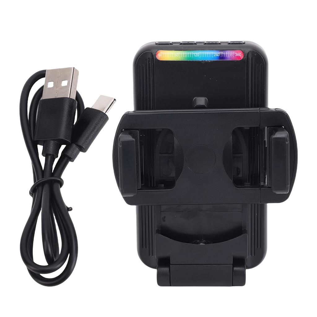 RGB LED Video Light for Phone with Back Clip Rotating 5 Color Temperature 2000mAh Battery Portable Full Color Selfie