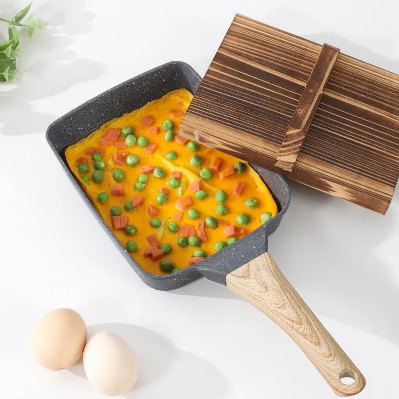 Japanese Rectangular Non Stick Frying Pan, Pan Non Stick Wheat Rice Stone Frying Pan, Anti Scalding Handle, Small Frying Pans