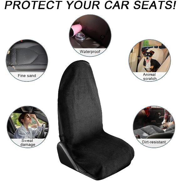 Waterproof Car Towel Seat Cover, Sweating Non-Slip Premium Towel Carseat Cover Protector, Universal Soft Machine Washable Car Truck SUV Front Seat