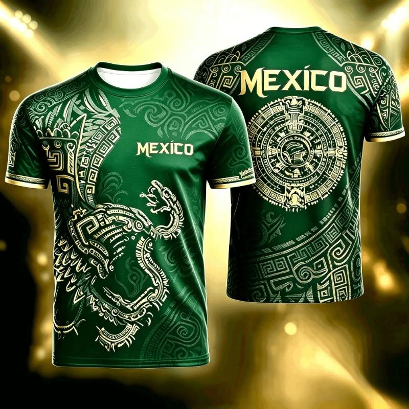 Summer Mexico Print T Shirt for Men Funny 3D Eagle Pattern Tees Football Sports Kids Fashion Print Casual Women Short Sleeve