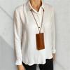 PU Leather Lanyard Glasses Bag Solid Color Hanging Neck Sunglasses Storage Bags Eyeglasses Holder Women Men Travel Eyewear Case