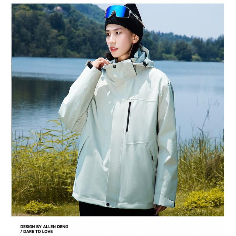 Men Women 3-in-1 Waterproof Windproof Hiking Jacket With Removable Fleece Liner Full Seam Taped Outdoor Shell