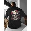 Men'S Gothic T-Shirt With Back Print - Pure Cotton Edgy Skull & Gothic Round Neck Short Sleeve Shirt - Plus Size Suitable For Casual Wear, Themed