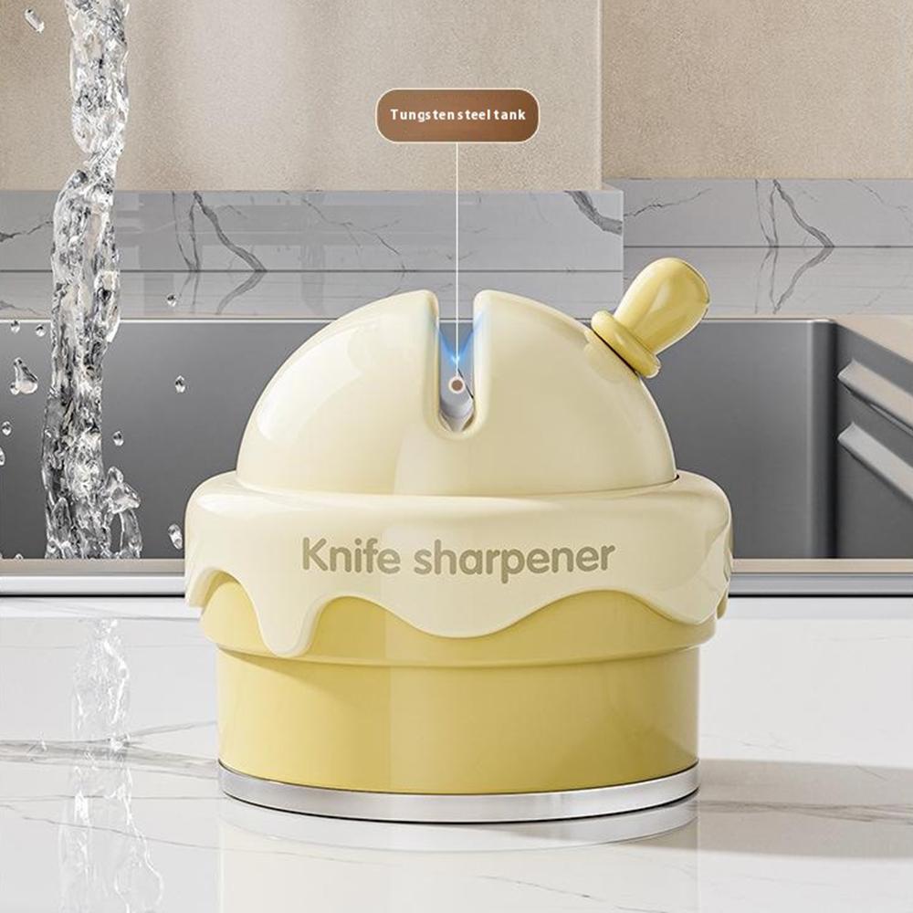 Portable Ice Cream Shaped Suction Cup Kitchen Knife Sharpener Tungsten Steel Whetstone