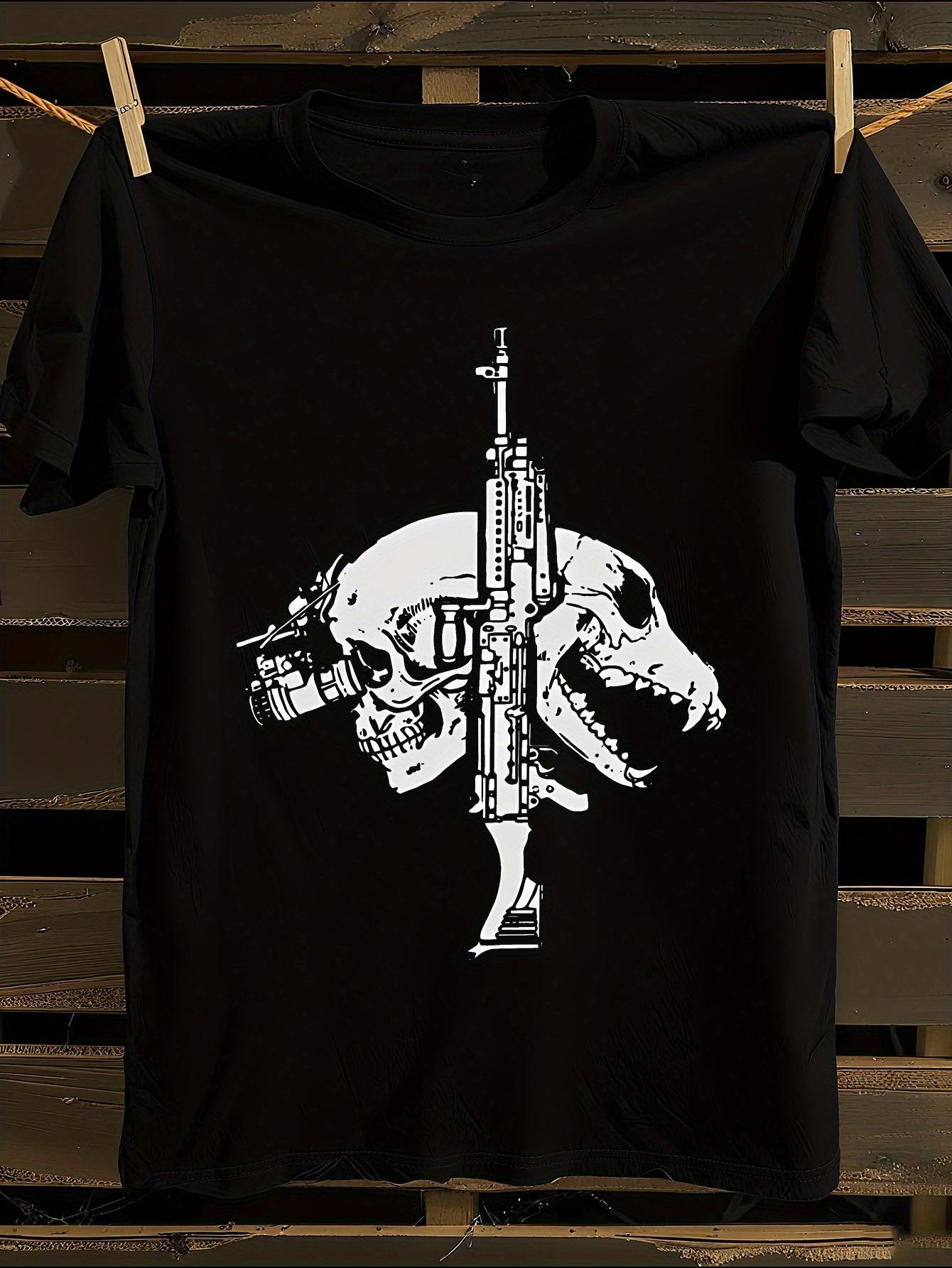 

Vintage FOG Skull & Rifle Graphic T-Shirt Mens Tshirt Womens Tshirts with Letters Print Short Sleeves T-Shirt Casual Street Tee Shirt Top XXL
