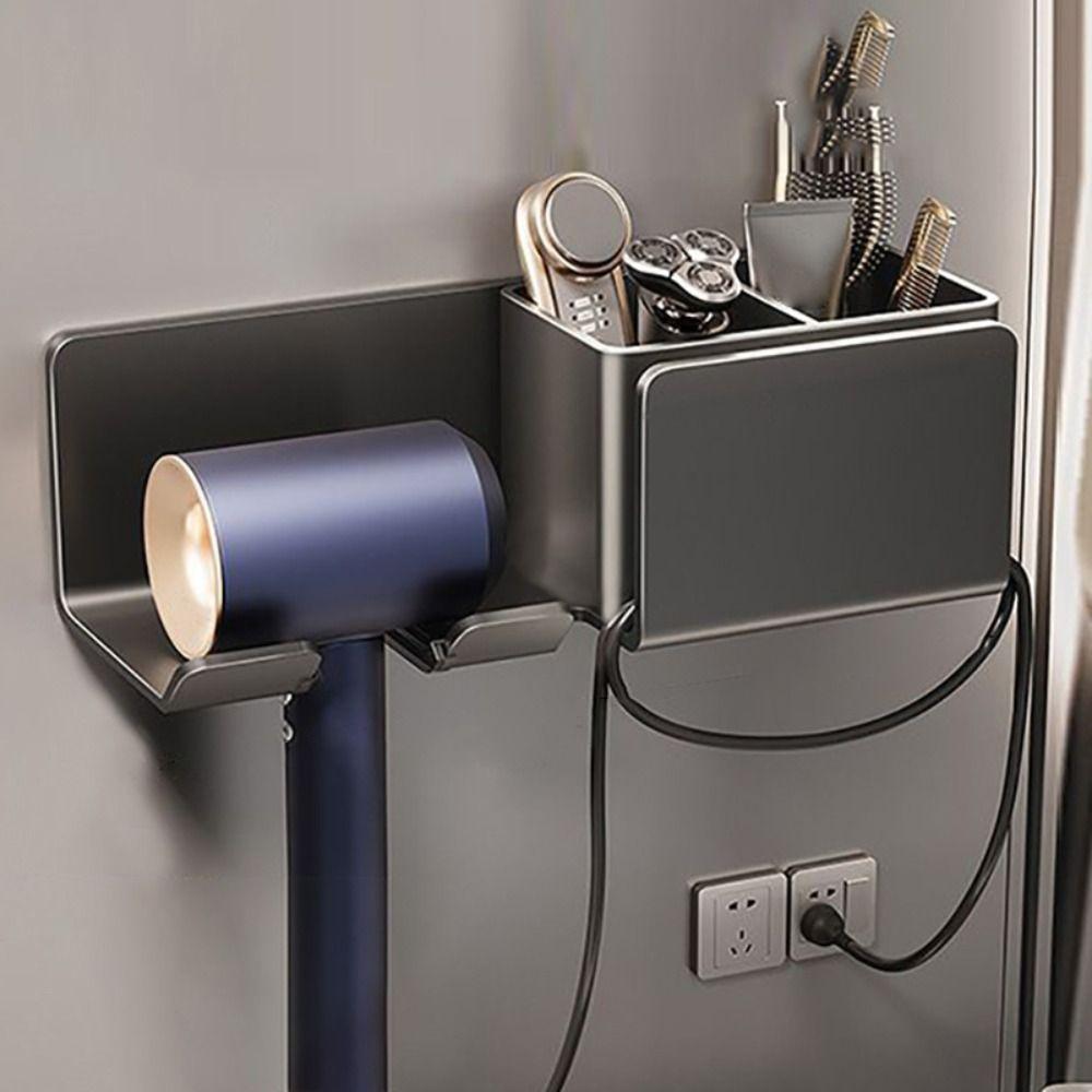 Držák fénu s úložným boxem Podpora fénu Organizér na fén Multifunkční stojan na holicí strojek a fén Stojan na žehličku na vlasy