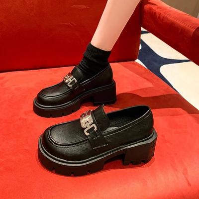 Fashion 2024 New Women's Slip-on Metal Chain Solid Color Oxford Loafers British Style Women's Shoes Casual Low-top Sports Shoes