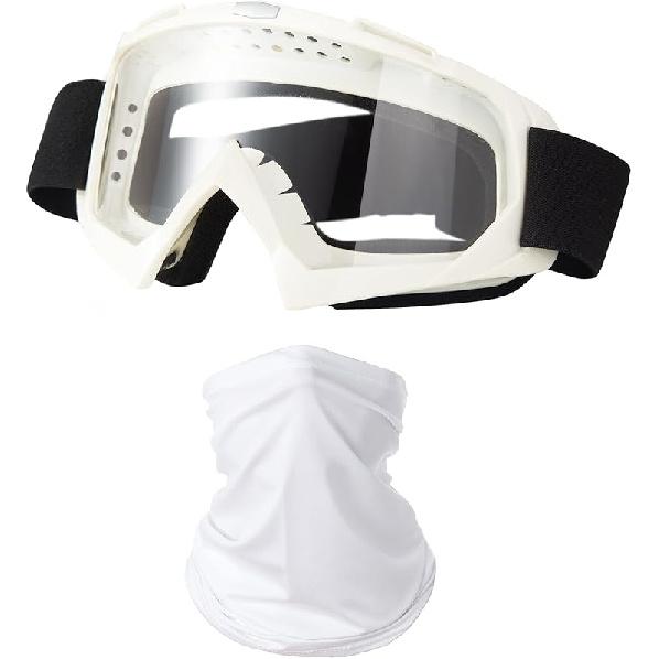 Motorcycle Goggles Dirt Bike ATV Off-Road Riding Motocross Glasses with Sun UV Protection Neck Gaiter Face Cover