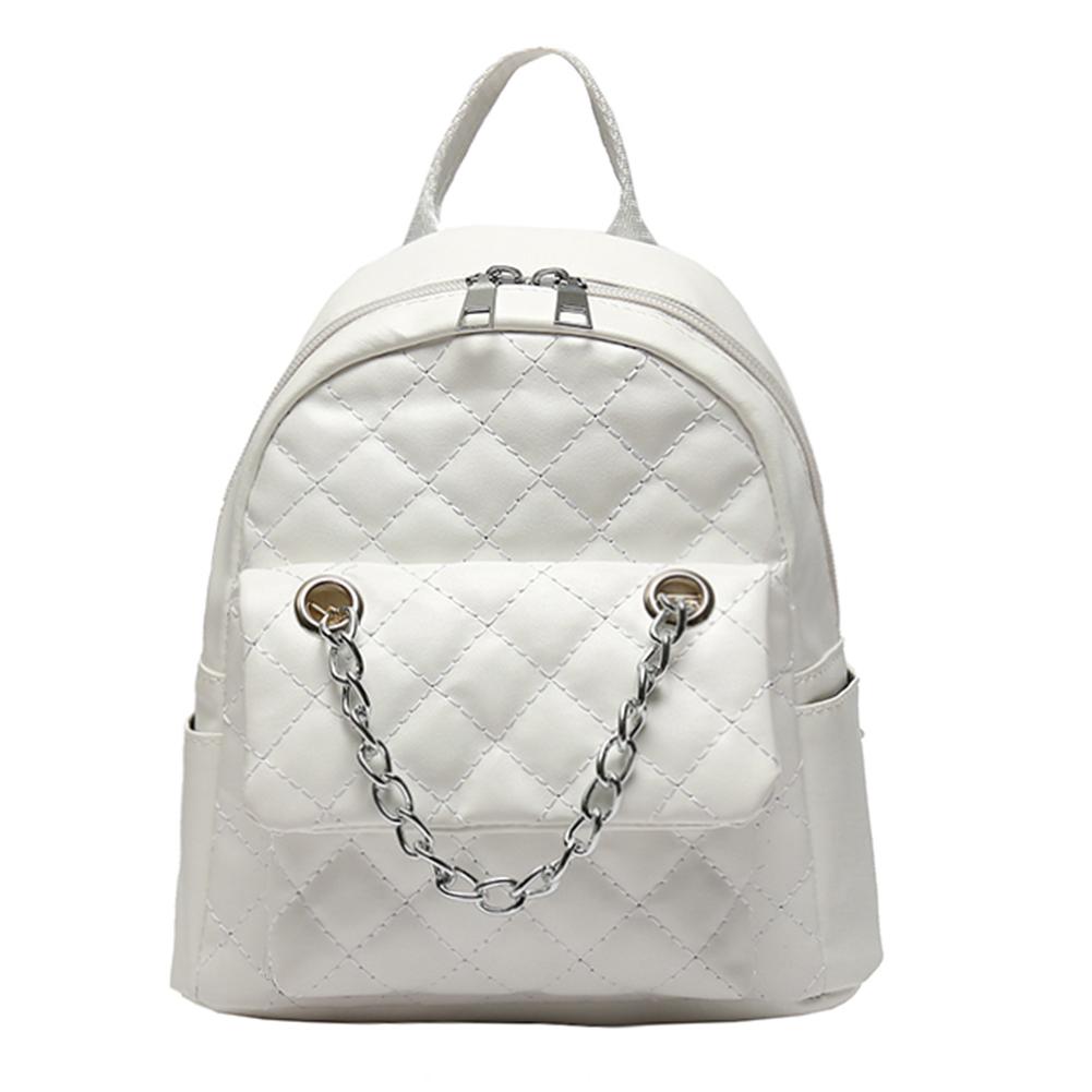 Buy Fashion Rhombus Backpack Leather Women Student Shoulder School Bag