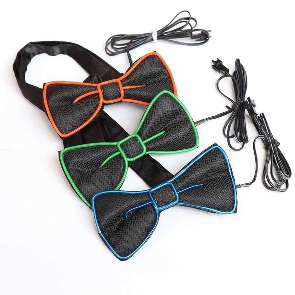 Music Festival Costume Tie Suspenders Set Hanging Pants Clip LED Suspenders Clips Luminous Bow Tie