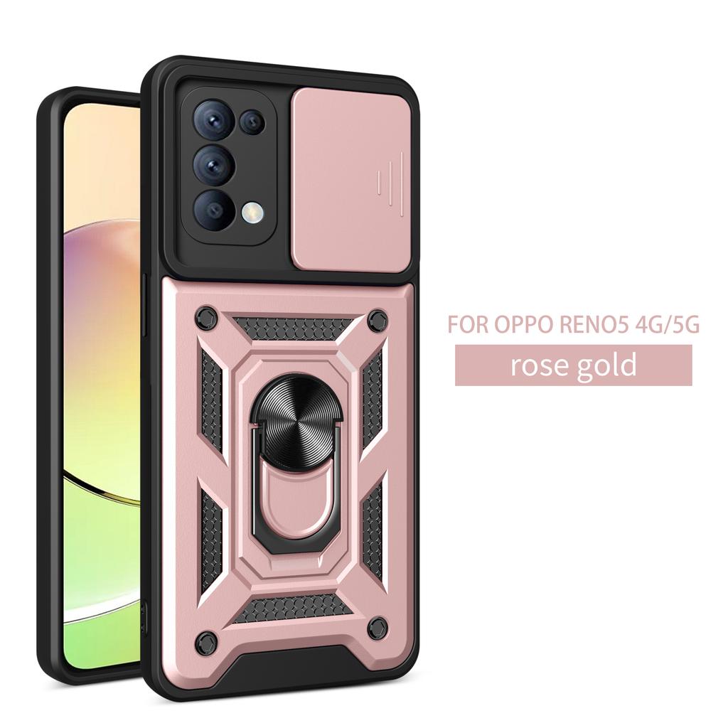 For Oppo Find X3 Lite Case OPPO Reno5 Cover oppo Reno 5 Magnetic Ring Holder Armor Phone Case Slide Camera Protect Back Cover