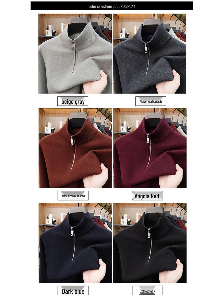 2025 Herbst/Winter Herren Warmer Wollstrickpullover mit halbem Stehkragen