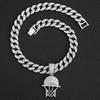 Personalizovaný full diamond vynikající síťovaný rám basketbalového koše přívěsek náhrdelník, evropský a americký hip hop sportovní kubánský náhrdelník