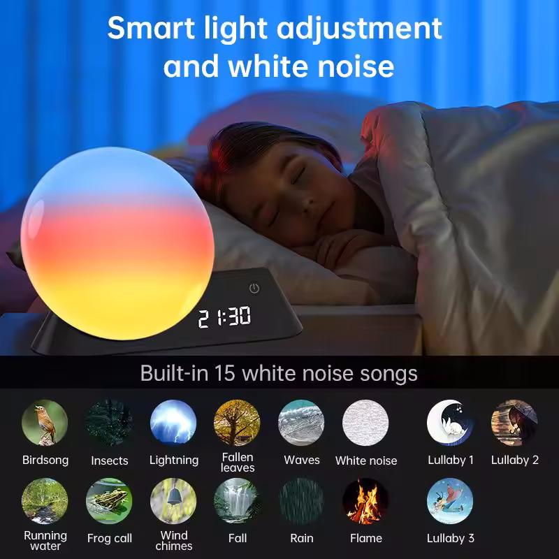 Special Price Smart White Noise Led Night Light Desk Alarm Clock Wake up Lamp for Home Room Decoration