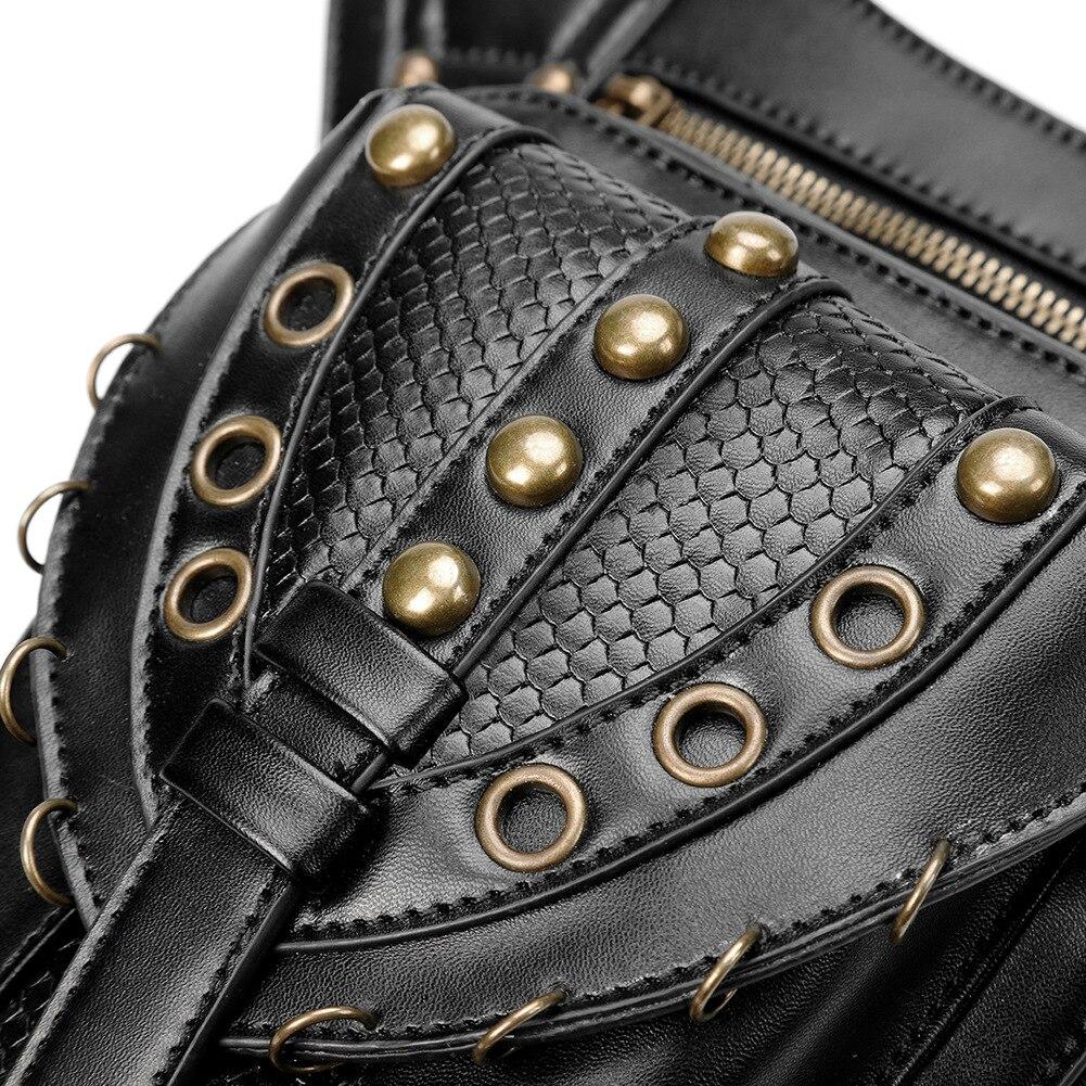 Johnature Moto & Biker Dame Midjepakke Multifunksjonell belteveske Fashion Rivet Pu Leather Skulder- og Crossbody-vesker