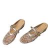 Women's Mesh Cutout Mules, Rhinestone Embellished Dressy Slides, Summer Luxury Slippers for Women