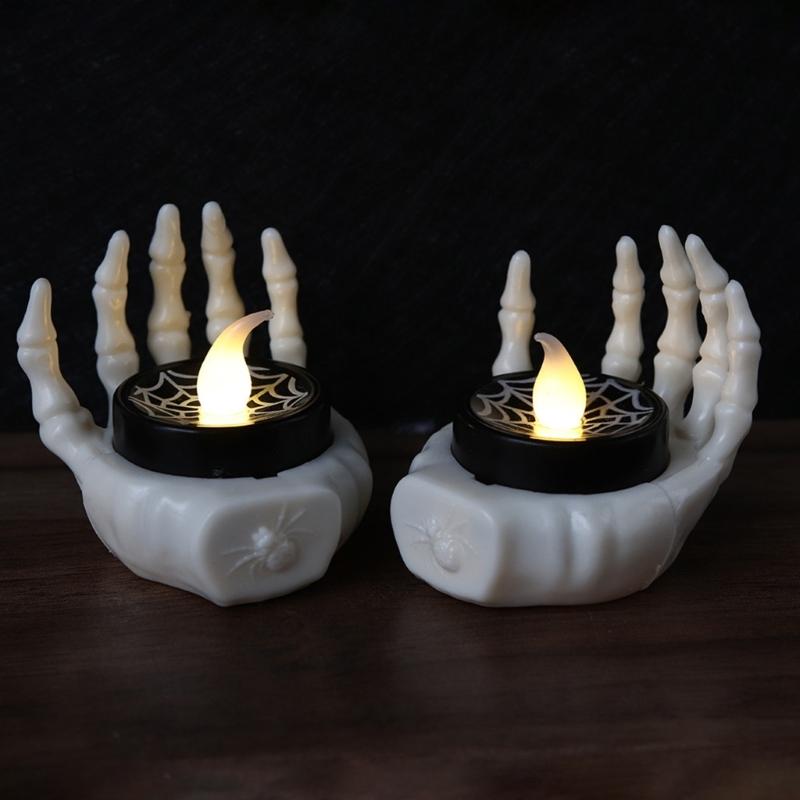 12PCS Skeleton Hand LED Lamp Skeleton Hand Candle Tealight Party Decoration Night Light for Bedroom Window Display