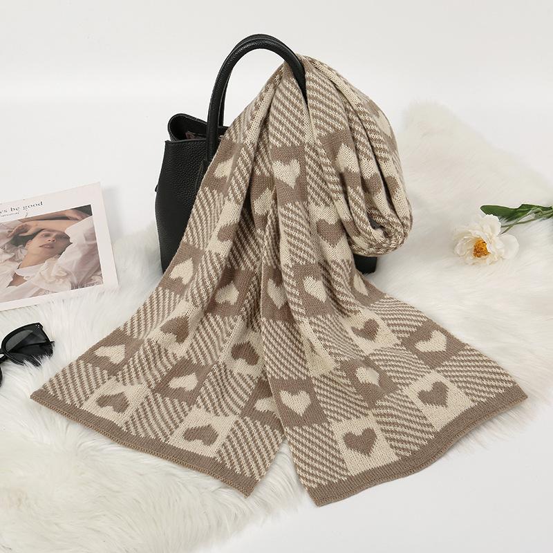 

Новая пара клетчатый любовь вязаный платок-шаль женский осенне-зимний утолщенный теплый студенческий шарф 170*30CM