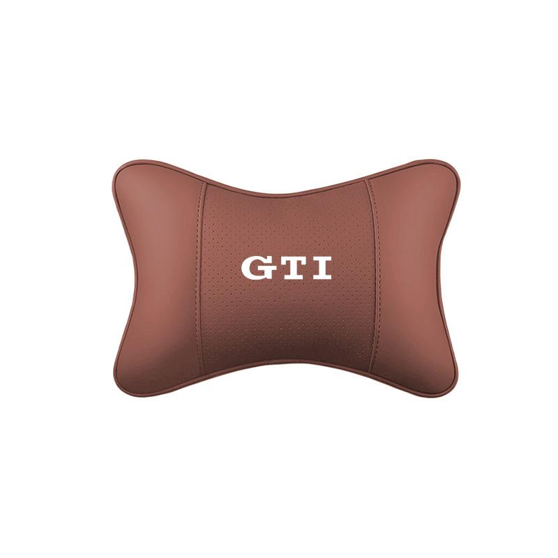 hijk1 Car Seat Leather Headrest Neck Cushioning Support Head Pillow For VW GTI Polo Golf Passat Tiguan Arteon Touareg CC Taigo Caddy