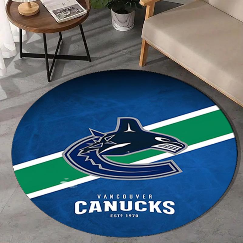 1PC Vancouver Hockey Art Round Rug, Non-slip Chair Mat, Home Decor, Circle Carpet Perfect for Office, Bedroom, Living Room,Christmas gift