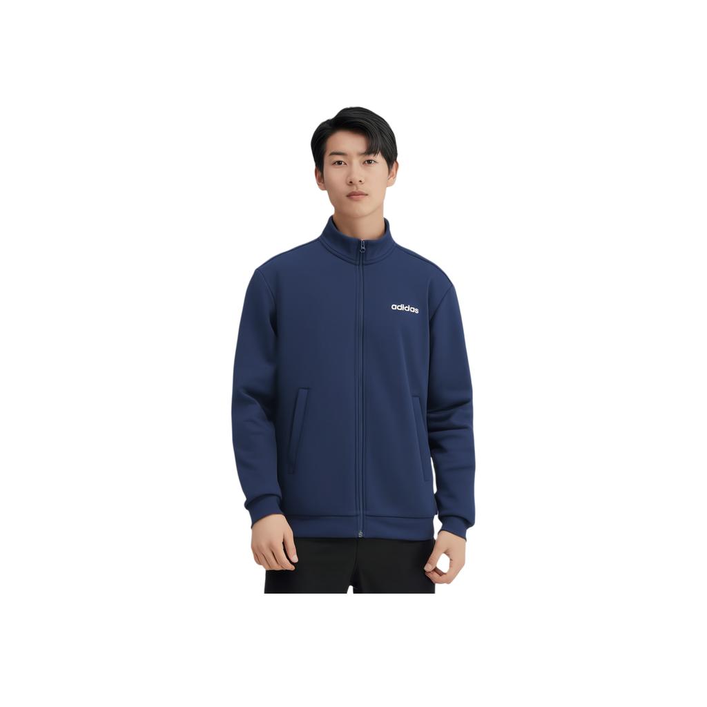adidas Logo Print Outdoor Casual Sports Zip-Up Jacket Men Jacket Navy-Blue JJ0424