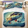 Fish Pattern Bedding Quilt Set Quilt Cover Pillowcase Home Decoration Birthday Gift (1 * duvet cover + 2 * pillowcase, without core)