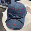 Denim Cap With Heart And Bow Design Sun Blocking For Spring And Autumn Wear