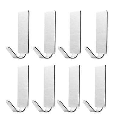 8pcs Wall Hook 304 Stainless Steel Powerful Adhesive Hook for Bathroom Kitchen Bedroom Wide Hook