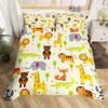 Kids Cartoon Animal Twin Queen King Duvet Cover,Forest Animals Bedding Set, Farmhouse Woodland Comforter Cover For Girls Teens