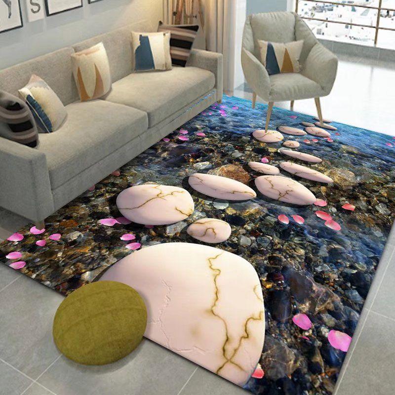 3D Floor Mat Rugs Kitchen Beach Waves Runner Carpet Kitchen Washable Non-slip Living Room Carpet Marine Bath Mat Absorbent