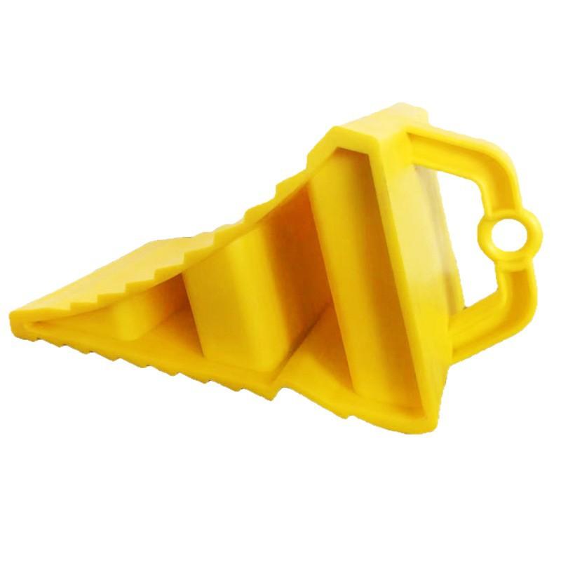 Yellow Plastic Wheel Chock | 20x12x11cm | Built-in Carry Handle | High Visibility Safety for Cars & Trucks