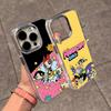 The P-Powerpuff Girls Cute Phone Case For IPhone 17 Air 16 E 15 14 13 12 11 Plus Pro Max Electroplated Transparent Soft Shell