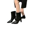 Pointed Toe Silvery High Heels Luxury Women Ankle Boots Sexy Leather Shoes 2025 Fashion Party Pumps New Slip-on Snow