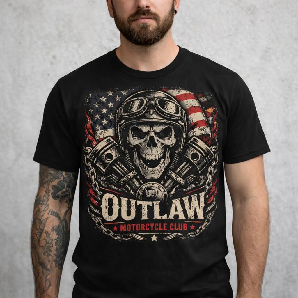 Outlaw Biker Skull Png Vintage Motorcycle American Flag Clipart Digital Download Vintage Slightly Stretched Breathable
