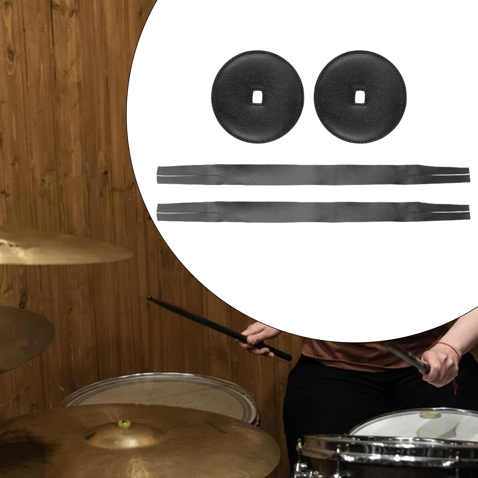 

2Pcs Cymbal Strap Symphony Marching Percussion Instrument Repairing PU Leather чёрный