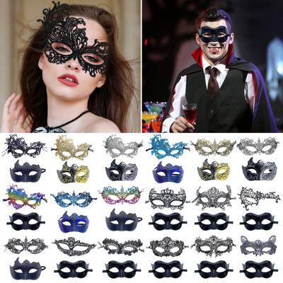 2 Pcs Couple Masquerade Masque Set for Men And Women Lace Venetian Party Masque Party Prom Ball Costume Accessory for Mardi Gras Halloween