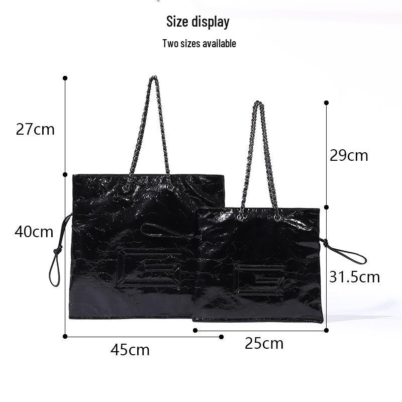 2025 Cross-Border Commuting Tote: PU Shoulder Bag with Textured Design and Unique Personality Compact Shoulder Bag 25*1.5*31