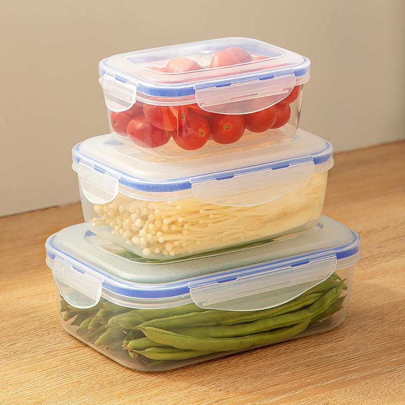 Transparent Food-Grade Kitchen Storage Box for Refrigerator and Microwave, Ideal for Fresh Food, Heating, and Takeaway.