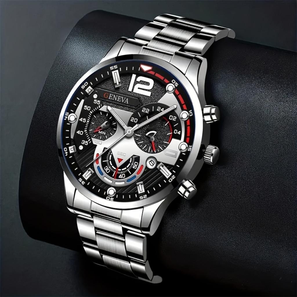 4-piece Retro Men's Fashion Accessories Set, with Cross Necklace, Ring and Bracelet Chain, Suitable for All Occasions.