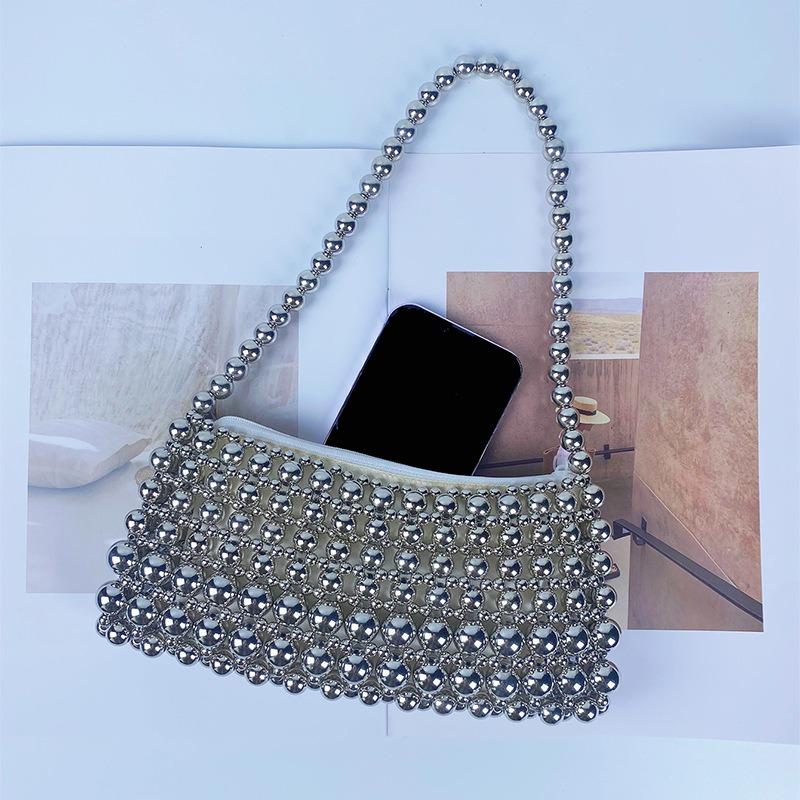 New retro pearl chain handwoven beaded armpit niche design simple portable shopping portable small bag