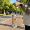 Cotton Rope Handheld Water Cup Mesh Bag Portable Water Bottle Bag Hollow Out Bottle Bag  Walking
