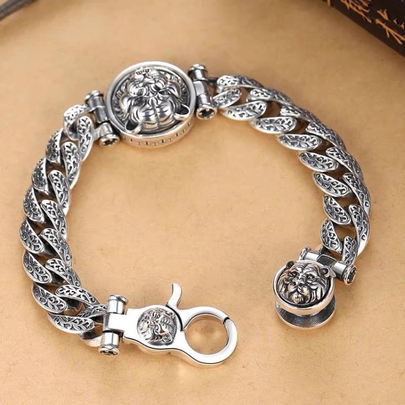 New Retro Tang Grass Rotating Zodiac Year Tiger Bracelet for Men's Trendy and Bold Men's Tiger Bracelet