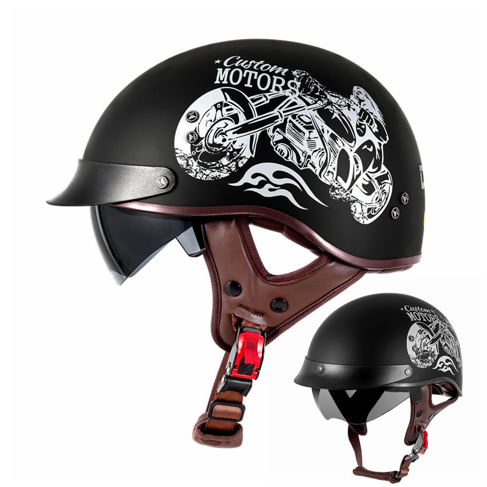 Motorcycle Helmet Retro Half Helmet Unisex Four Seasons Cycling Safety Helmet Cool