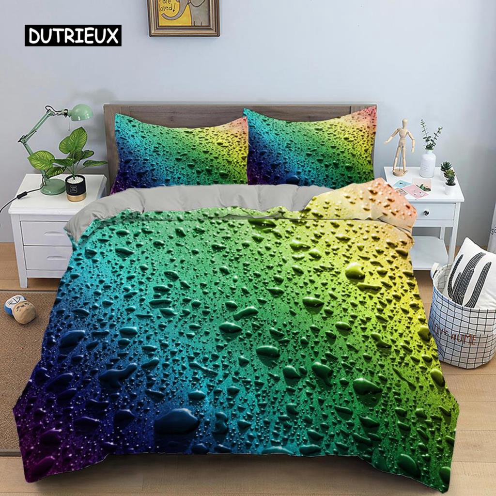 Regenbogen Bettbezug Set für Mädchen Regenbogen Stern Bettwäsche Set Mädchenhaft Glitzernd Doppel Queen King Size Weich und Bequem Bettdeckenbezug