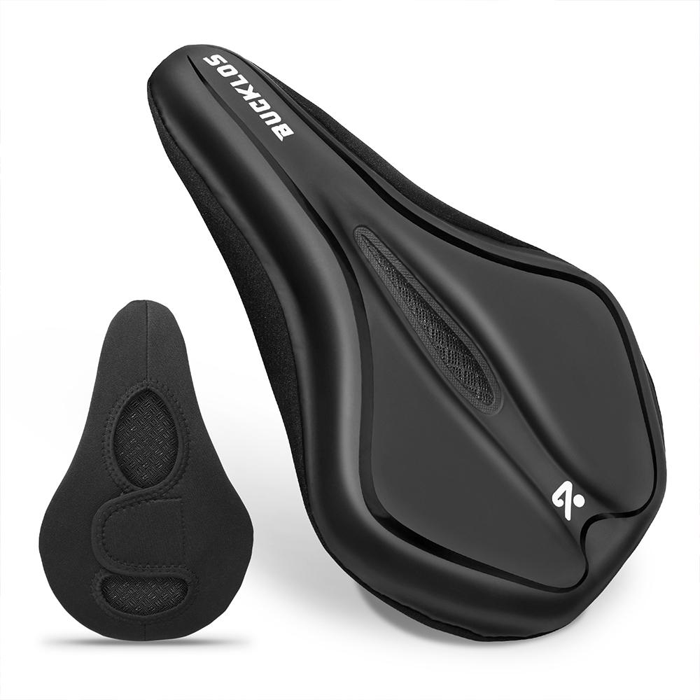 BUCKLOS Silicone Bike Seat Cover PU Leather Bicycle Seat Cover Comfortable Bicycle Saddle Protector MTB Saddle Protective чёрный