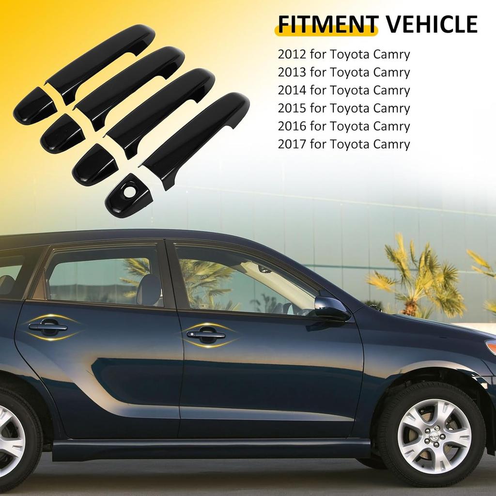 OCPTY 4PCS Door Handle Covers for 2012-2017 for Toyota Camry Exterior Driver Side & Passenger Side Car Door Handle Covers Trim Kit Black
